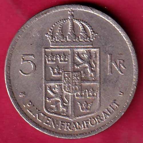 World Coin Sweden Gustaf VI Adolf 5 Kronor – S2882