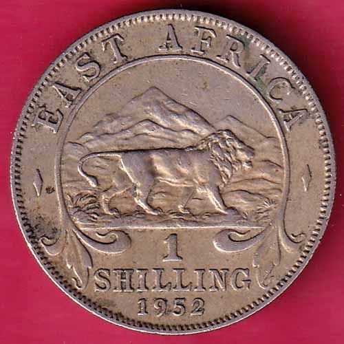 East Africa 1952 Georgivs Sextvs.Rex 1 Shilling –@HUB2279