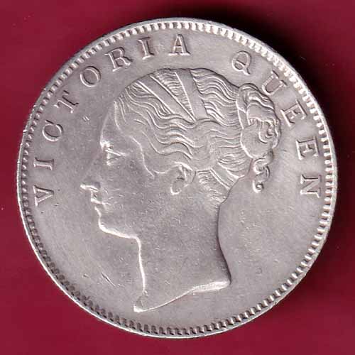 EAST INDIA COMPANY 1840 CONTINIOUS LEGEND VICTORIA QUEEN 1 RUPEE SILVER COIN–@HUB1488
