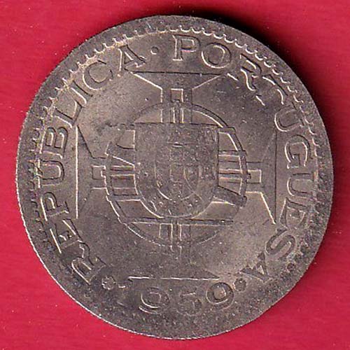 PORTUGUESE INDIA GOA 3 ESCUDO 1959 COIN–OO5810
