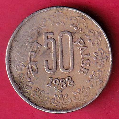 republic india 1988 hyderabad mint 50 paisa:- OO2298