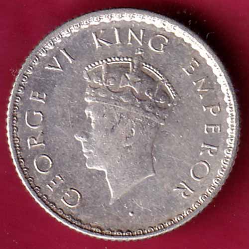 UNC British India 1939 George VI 1/4 Rupee Silver Coin :- S2586