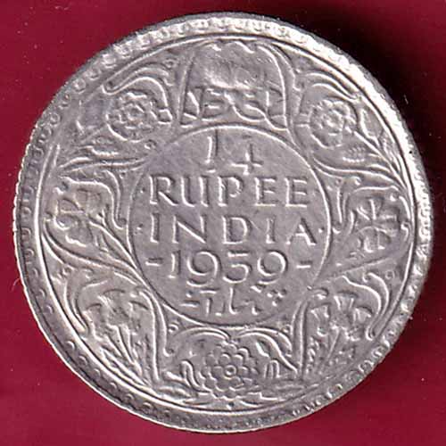 British India 1939 Bombay Mint George VI 1/4 Rupee Silver Coin - S1753