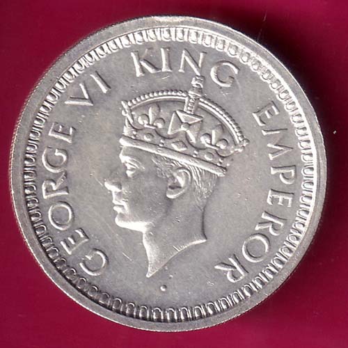 BRITISH INDIA 1944 BOMBAY MINT GEORGE VI ONE RUPEE BEAUTIFUL SILVER COIN-OO607