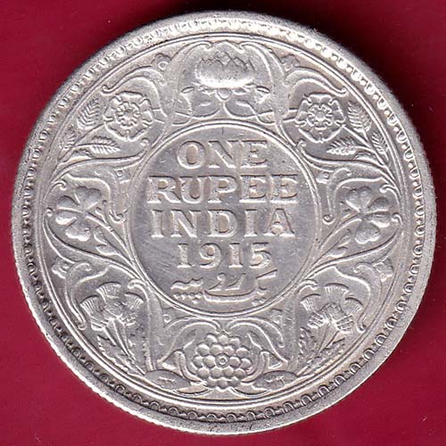 British India 1915 George v One Rupee silver coin–@HUB2107