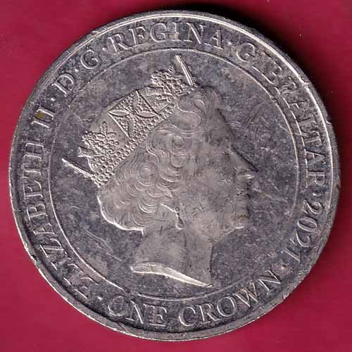 ELIZABETH II DEI-GRA REGINA. GIBRALTAR 2021 ONE CROWN IN FLANDERS FIELDS THE POPPIES BLOW–@HUB2273