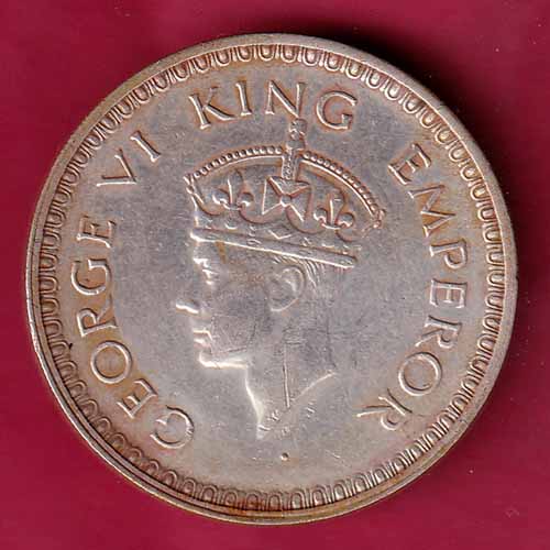 British India 1943 BOMBAY MINT George Vi ONE Rupee Rare Silver coin–@HUB1620