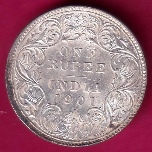 British india 1901 victoria empress one rupee scarce silver coin–@HUB3239