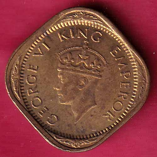 BRITISH INDIA 1944 GEORGE VI 1/2 ANNA COIN – S1980