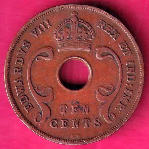 EAST AFRICA 1936 TEN CENTS Georgivs VI REX ET IND.IMP –@HUB2437