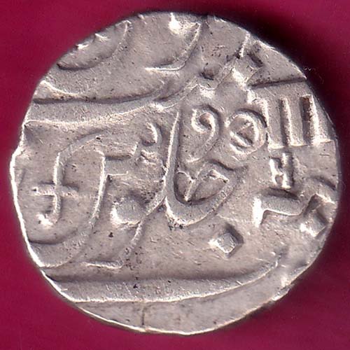 BARODA STATE AH 1226 RY 6 AANAND RAO ONE RUPEE SILVER COIN–@HUB2794