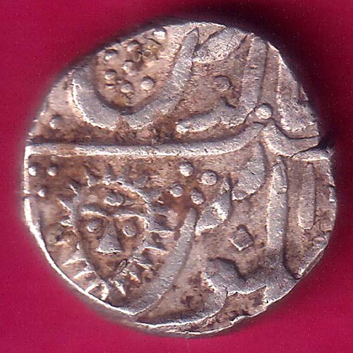 INDORE STATE SUN FACE INO SHAH ALAM II MALHAR RAO ONE RUPEE COIN :- OO1590