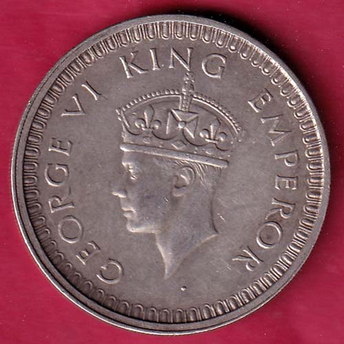 British India 1943 BOMBAY MINT George Vi ONE Rupee Rare Silver coin – S1994