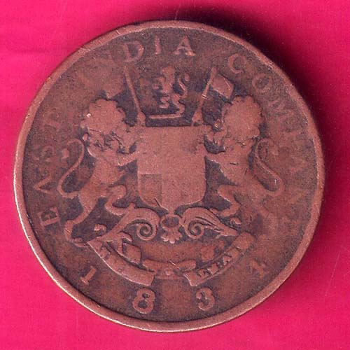 East India Company 1834 /1249 Half Anna–@HUB3394