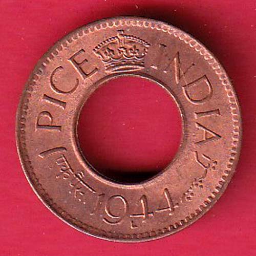 British India 1944 one  pice copper coin- oo5394
