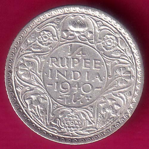BRITISH INDIA 1940 1/4  PICE GEORGE VI COIN–@HUB3091