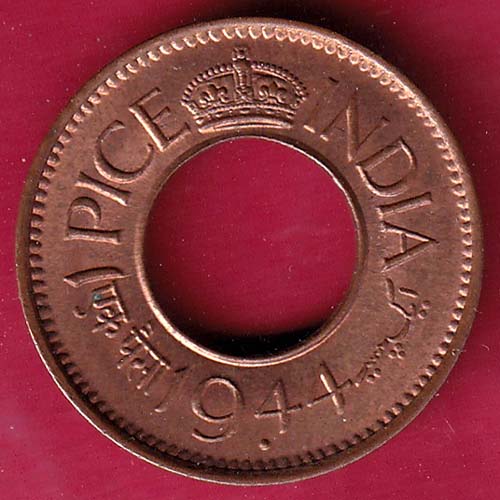 British india king george vi 1944 one pice beautiful copper coin– S2000