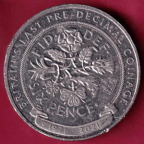 ELIZABETH II D.G. REGINA GIBRALTAR 2021 ONE CROWN BRITAIN'S LAST PRE-DECIMAL COINAGE DEF. SIX PENCE [1971-2021] – S2131