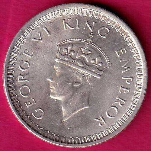 BRITISH INDIA 1943 BOMBAY MINT GEORGE VI ONE RUPEE BEAUTIFUL SILVER COIN :- OO162