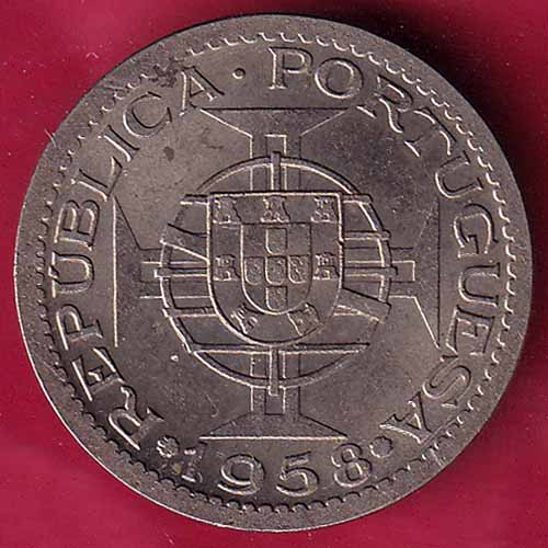 PORTUGUESE INDIA GOA 60 CENTAVOS 1958 COIN–@HUB2374