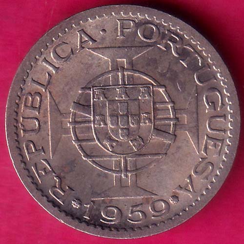 PORTUGUESE INDIA GOA 1 ESCUDO 1959 COIN –@HUB5748