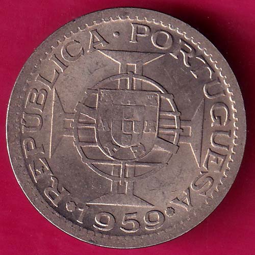PORTUGUESE INDIA GOA 1 ESCUDO 1959 COIN–@HUB3972
