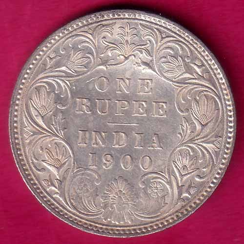 British India 1900 Victoria Empress One Rupee Silver Coin- VA846