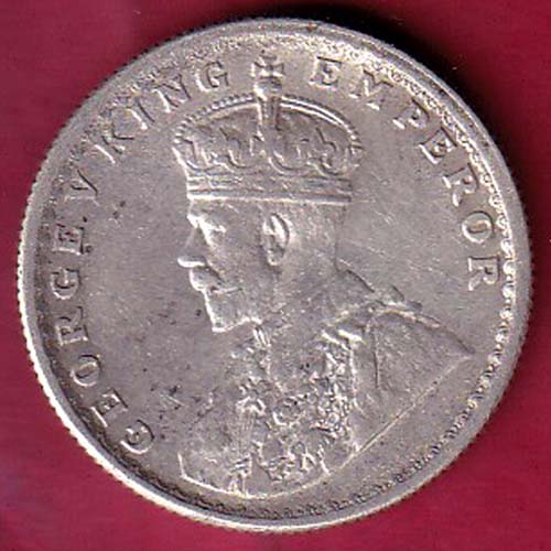British India 1930 George V  HALF rupee silver coin  –@HUB4443