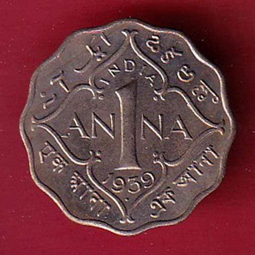 british india 1939 one anna george vi coin – oo5721