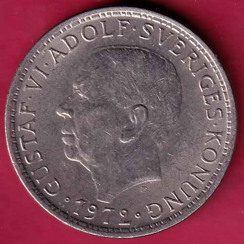 Gustaf VI Adolf Svepices Konung 1972 Piikten Framfor Alit 5 KR :- S2594