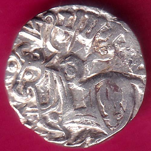 Hindushahia, kabul n gandhara silver drachma horseman n bull  –@HUB2844