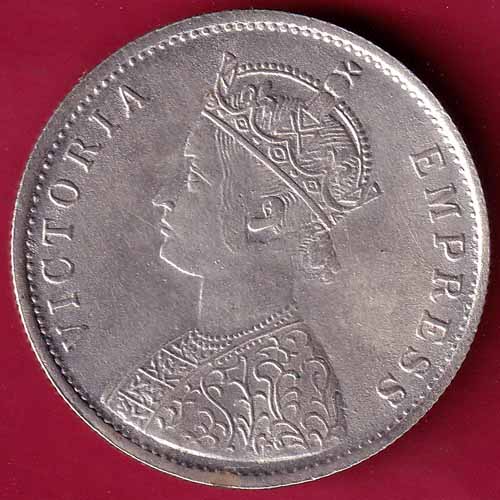 BRITISH INDIA 1879 VICTORIA EMPRESS ONE RUPEE SILVER COIN  - S1392