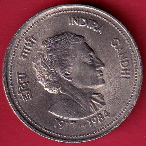 UNC Republic India 1917-1984 Indira Gandhi 5 Rupees Coin–@HUB5476