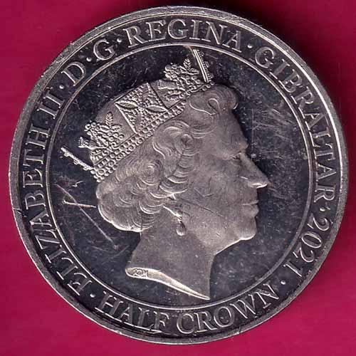 ELIZABETH II DEI-GRA REGINA. GIBRALTAR 2021 half crown fight through to final victory –@HUB2492