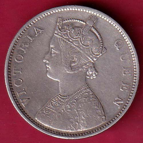BRITISH INDIA 1862  VICTORIA QUEEN ONE RUPEE BEAUTIFUL SILVER COIN–@HUB4478