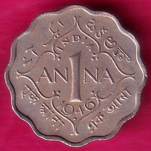 UNC BRITISH INDIA 1946 GEORGE VI ONE ANNA RARE COIN  :- OO969