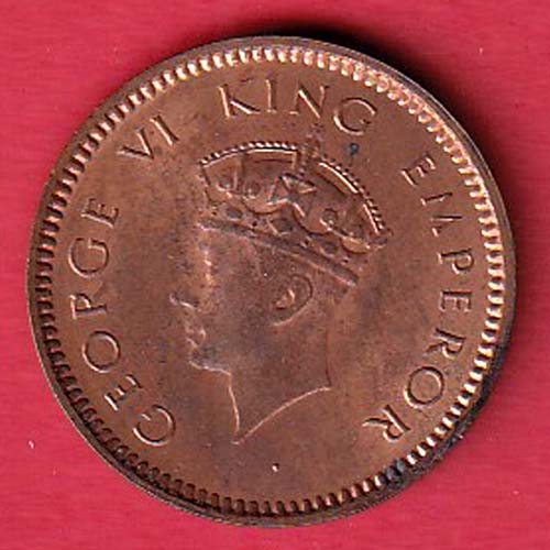 BRITISH INDIA 1940 1/2 PICE GEORGE VI COPPER COIN:- OO3016