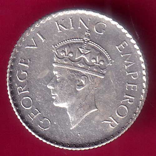 BRITISH INDIA 1940 GEORGE VI 1/4 RUPEE SILVER COIN–VA120