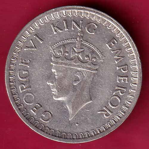British India 1943 Bombay Mint George VI Half Rupee Silver Coin :- S1190