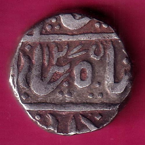 INDORE STATE 1282 SUN FACE INO SHAH ALAM II MALHAR RAO ONE RUPEE SILVER COIN–@HUB3558