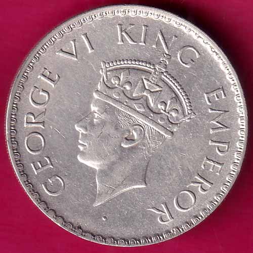 BRITISH INDIA 1940 BOMBAY MINT GEORGE VI ONE RUPEE BEAUTIFUL SILVER COIN:- OO712
