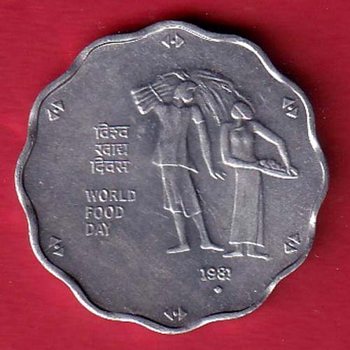 REPUBLIC INDIA 1981 WORLD FOOD DAY 10 PAISA COIN–oo4065