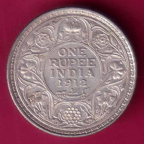 British India 1912 Bombay Mint George V king Emperor One Rupee–@HUB3608