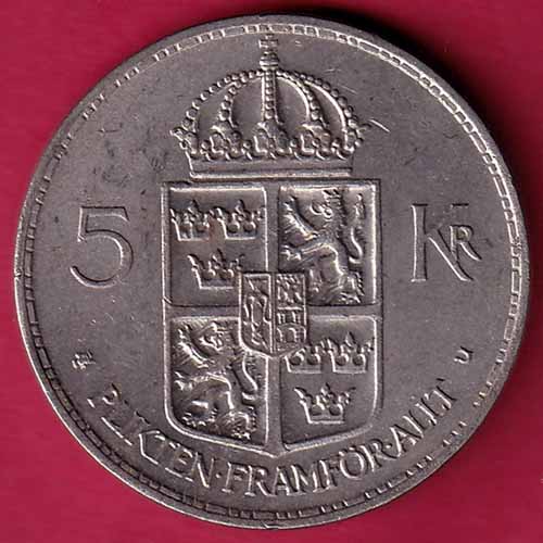 Gustaf VI Adolf Sveriges Konung 1973 5 Kr  :- S2606