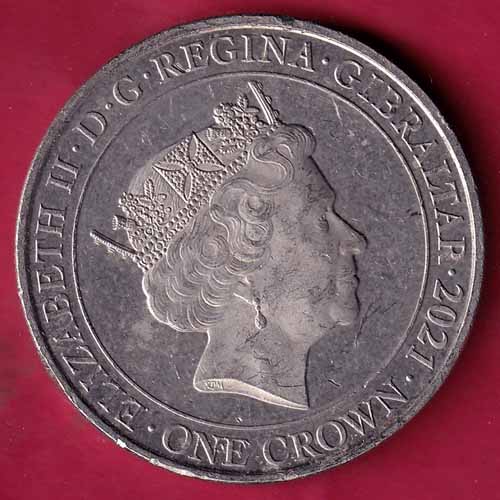 ELIZABETH II DEI-GRA REGINA. GIBRALTAR 2021 UNC one crown 70 Years Strength and Stay -VA105