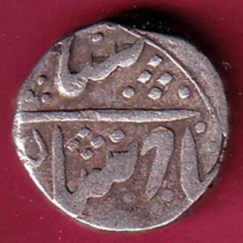 INDORE STATE SUN FACE INO SHAH ALAM II MALHAR RAO ONE RUPEE SILVER COIN –VA975