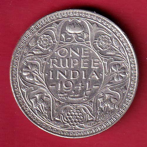 BRITISH INDIA 1941 BOMBAY MINT one RUPEE SILVER COIN– oo5541