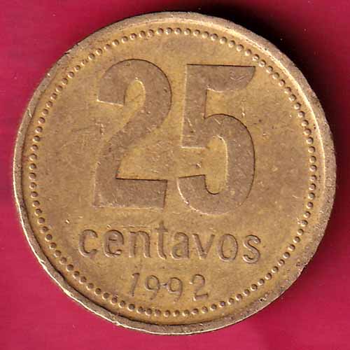 Republica Argentina En Union Y Libertad 25 Centavos 1992 :- S2424