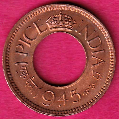 british india king george vi 1945 one pice beautiful copper coin:- OO150