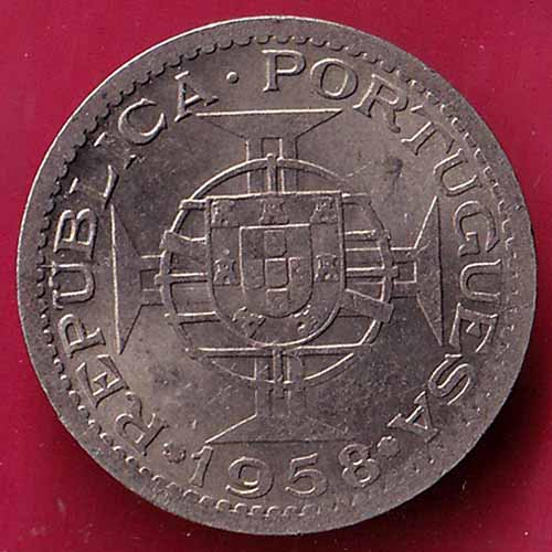 PORTUGUESE INDIA GOA 1 ESCUDO 1958 RARE COIN –@HUB2415